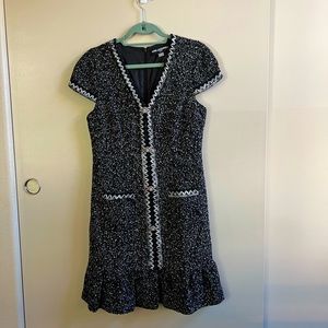 Black and white tweed knee-length Karl Lagerfeld dress, size 8